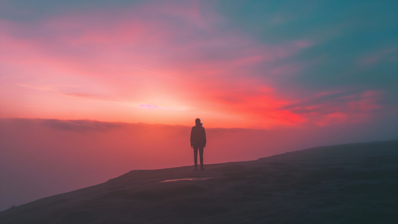 Sky, 5k, 4k wallpaper, sunset, people, clouds (horizontal)