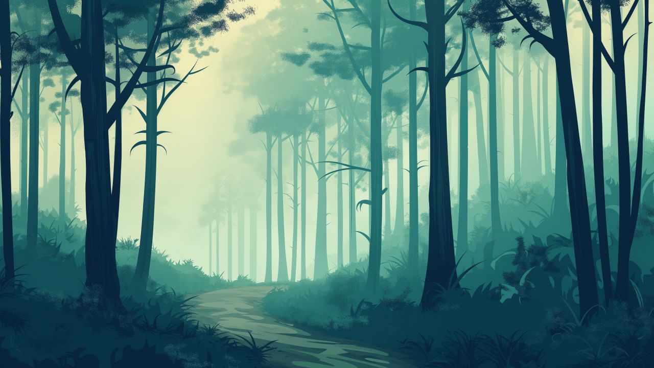 Forest, 4k, 5k wallpaper, 8k, branches, path, trees (horizontal)