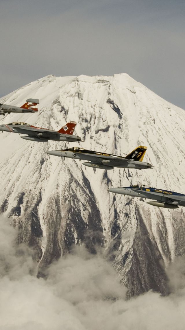fighter aircraft, Mount, Fuji, U.S. Air Force (vertical)