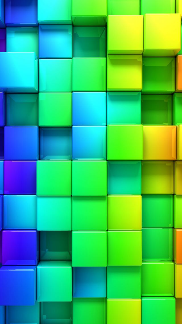 cube, blocks, 4k, 5k, 3d, iphone wallpaper, android wallpaper, rainbow, abstract (vertical)
