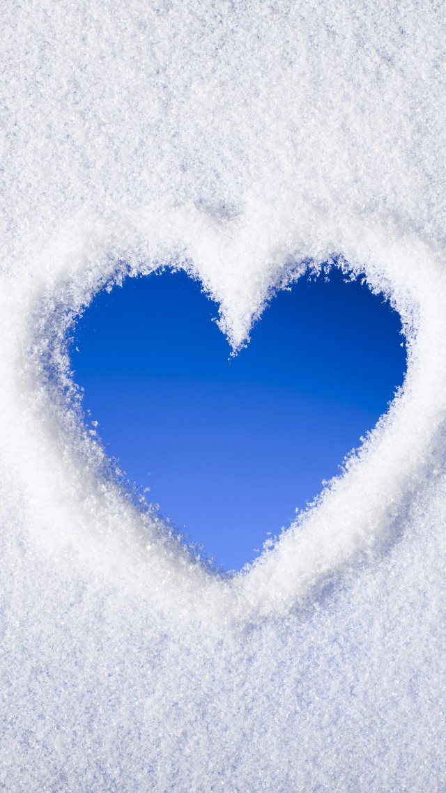 love image, heart, , snow, 4k (vertical)