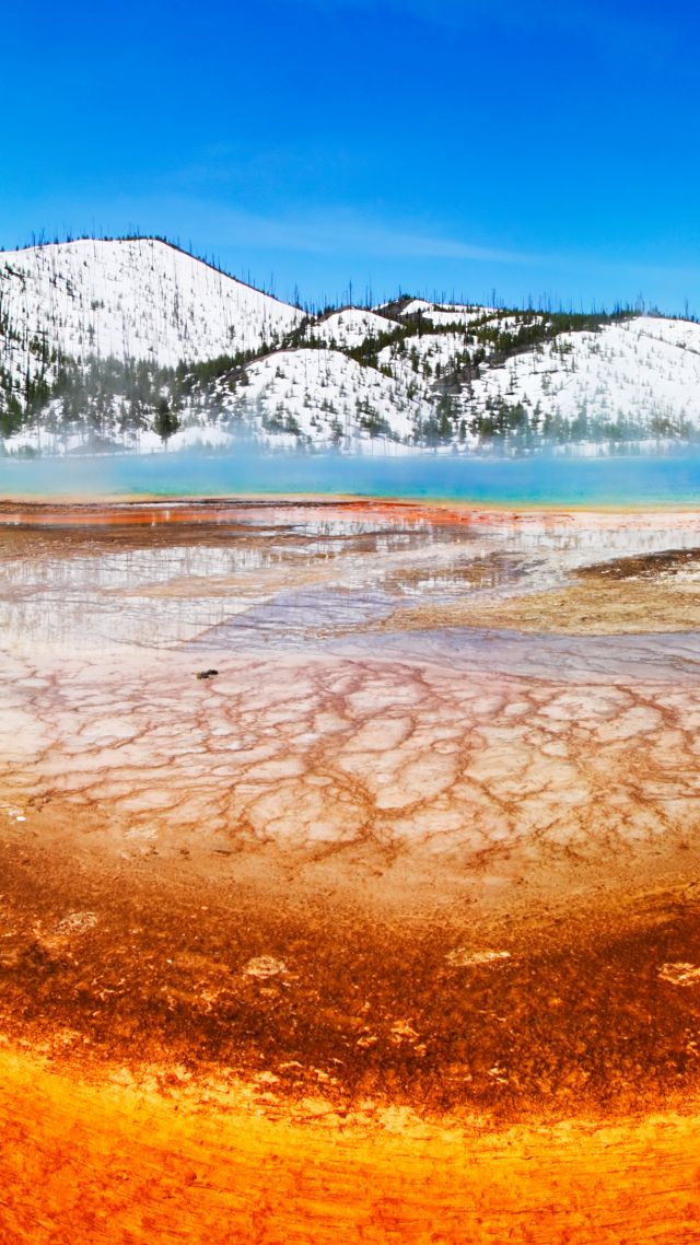 Grand Prismatic, Yellowstone National Park, mountain, 8k (vertical)