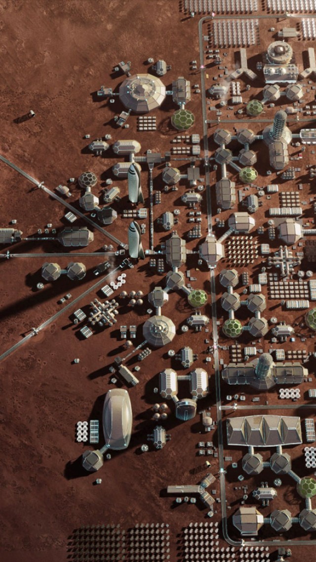 Mars Base, Mars Colony, Space X, HD (vertical)