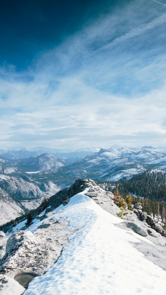 Yosemite, 5k, 4k wallpaper, 8k, winter, snow, forest, OSX, apple, mountains (vertical)