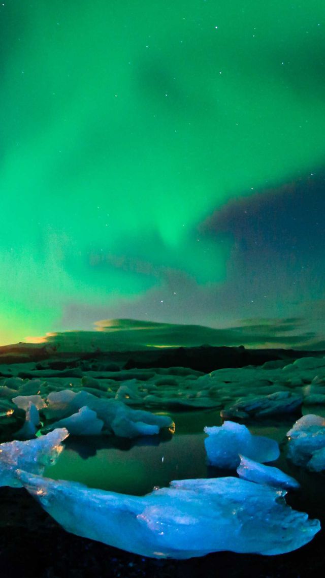 Iceland, 4k, HD wallpaper, northern lights, sky, ice (vertical)