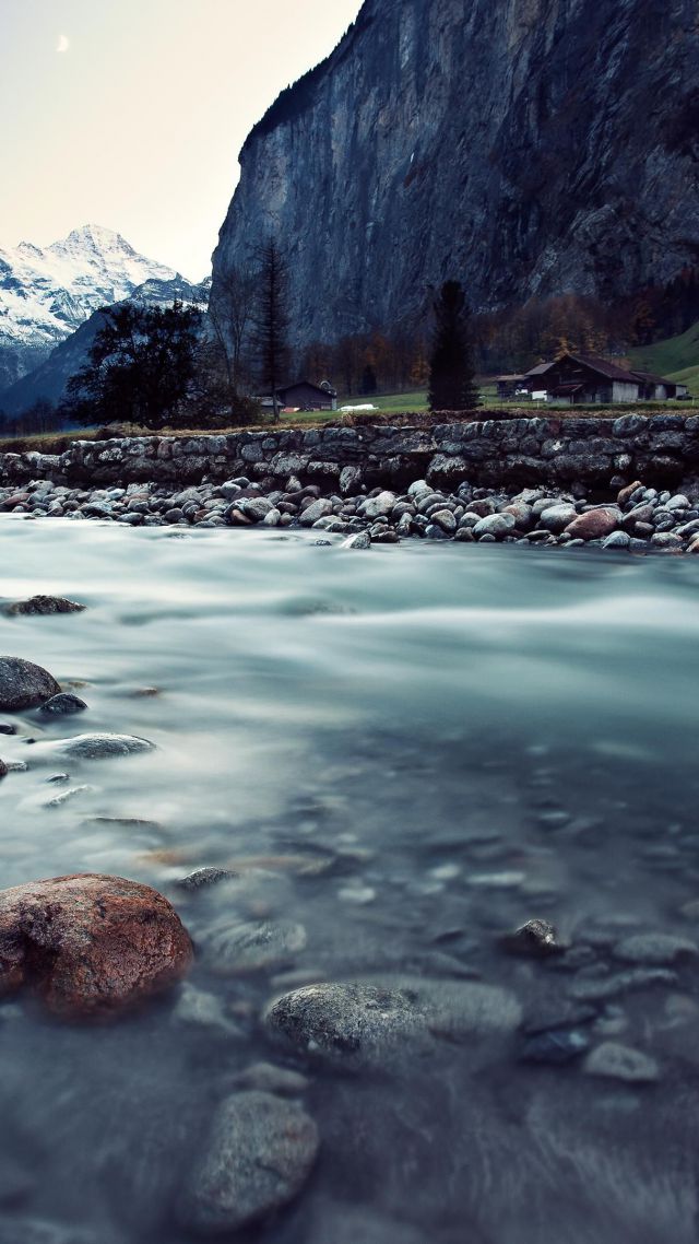 Switzerland, 4k, HD wallpaper, river, mountains, rocks (vertical)