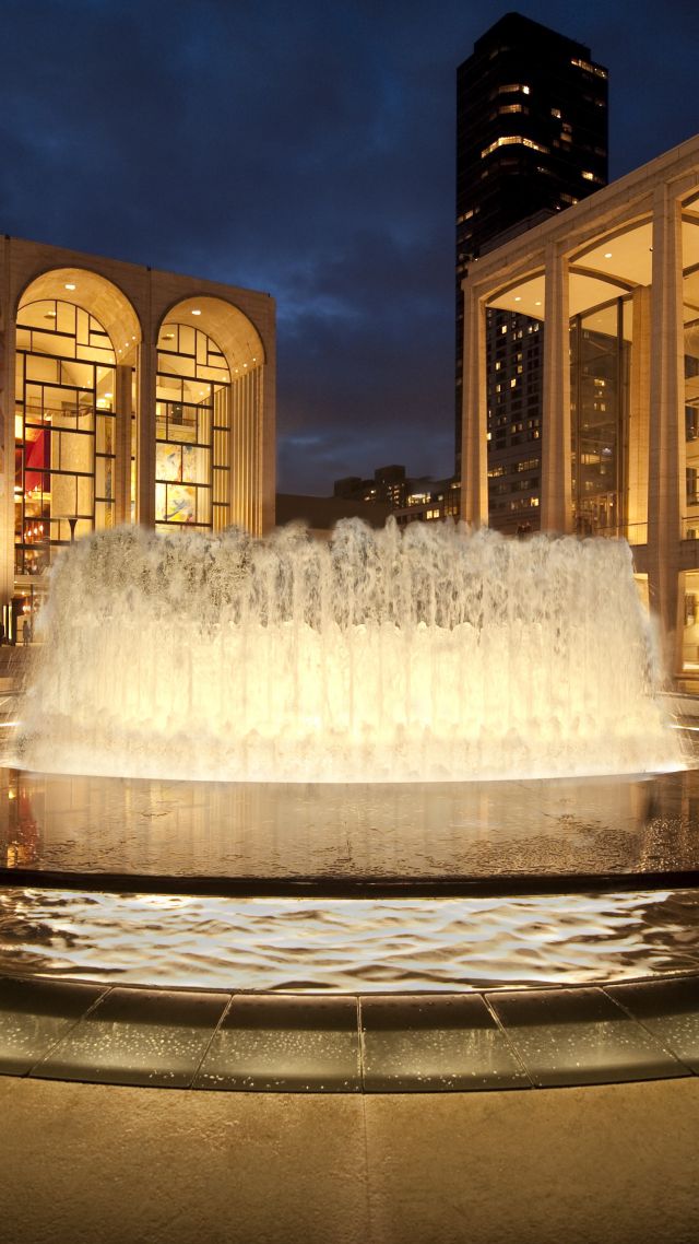 Lincoln Center for the Performing Arts, New York, NY, USA, tourism, travel, fountain (vertical)