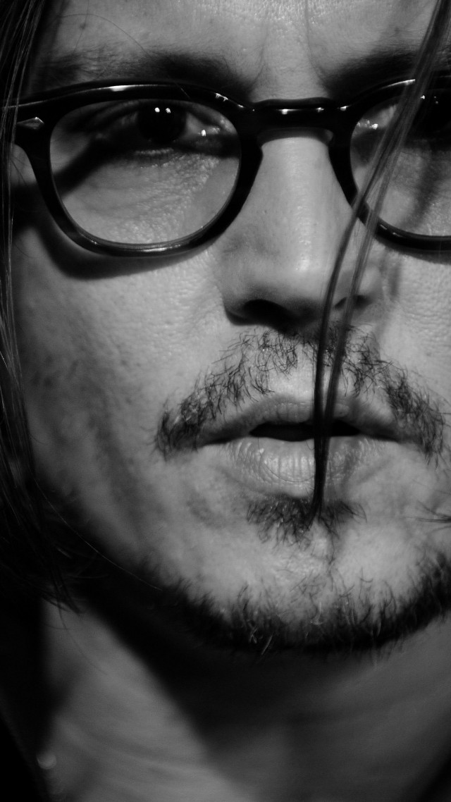 Johnny Depp, director, musician, screenwriter, producer, glasses, hair, beard,  (vertical)