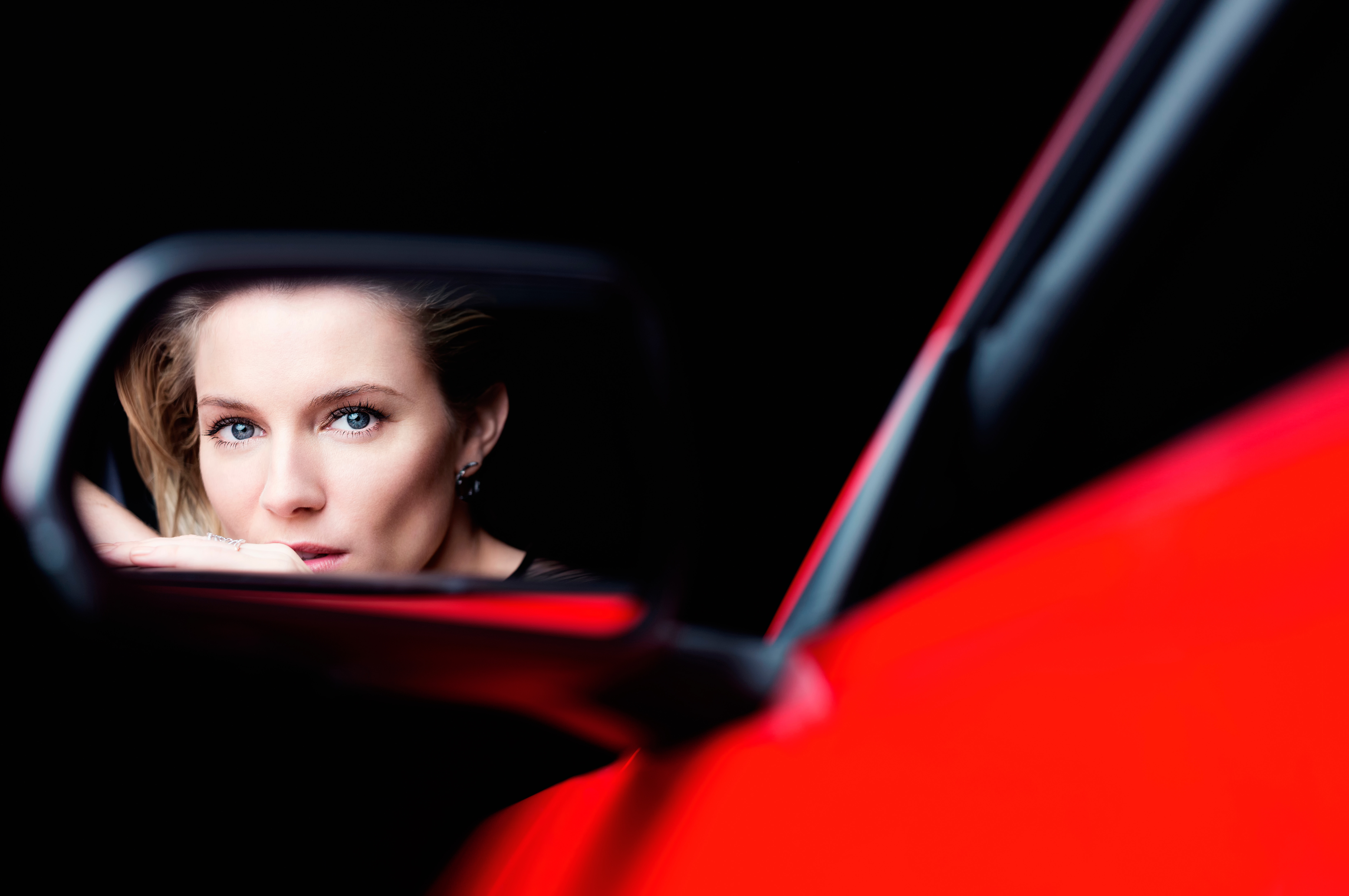 Wallpaper Sienna Miller, Actress, red, car, reflection, mirror, Celebrities #9647512 x 4992