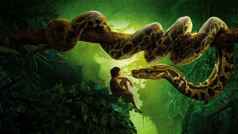 The Jungle Book, snake kaa, mowgli, Best movies of 2016 (horizontal)