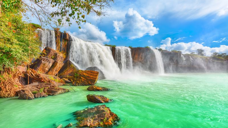 waterfall, 4k, HD wallpaper, Beautiful Dry Nur, Vietnam (horizontal)