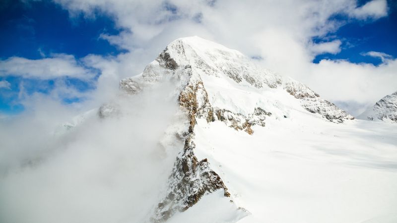 snow mountains, 4k, HD wallpaper, snow, winter (horizontal)