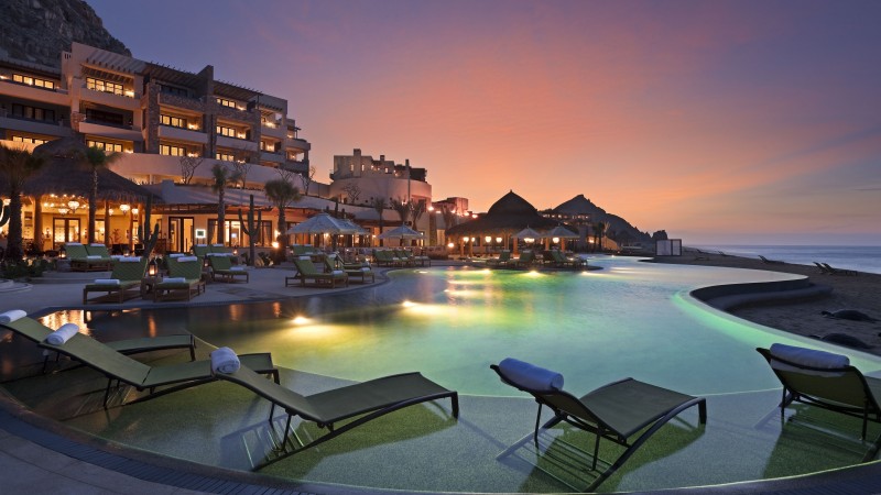 Cabo San Lucas, Mexico, Resort, Hotel, sunset, sunrise, pool, sunbed, light, travel, vacation, booking (horizontal)
