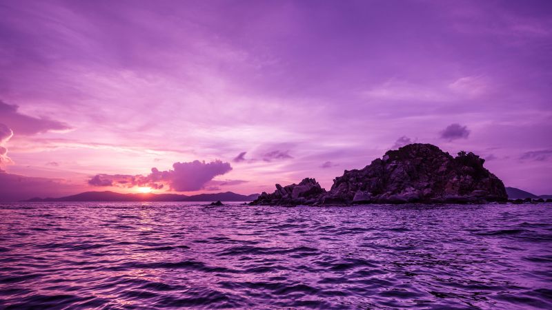 Pelican island, sunset, purple (horizontal)