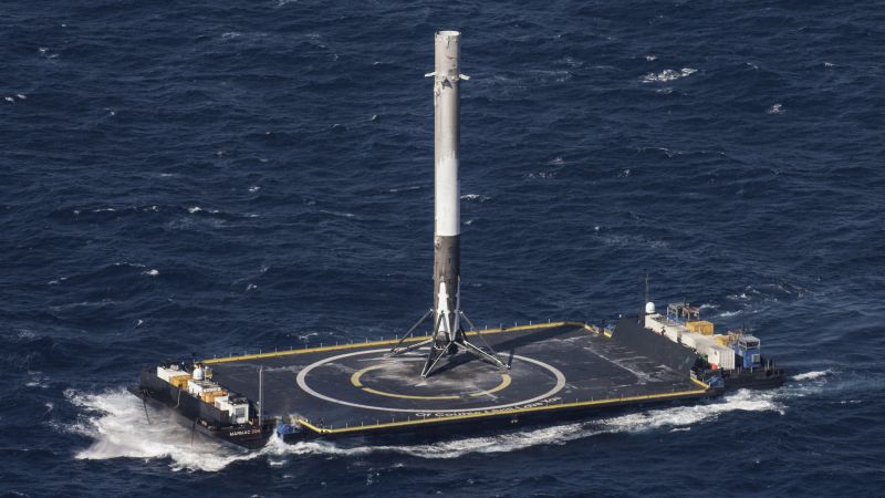 SpaceX, ship, sea, platform, rocket (horizontal)
