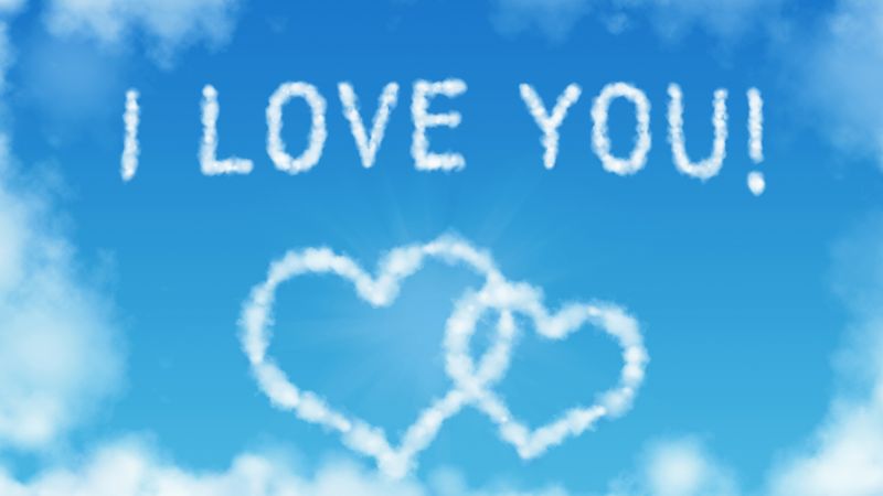 love image, heart, 5k, clouds (horizontal)
