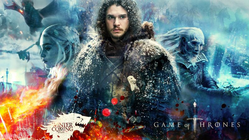Game of Thrones Season 7, Jon Snow, Daenerys Targaryen, Kit Harington, Emilia Clarke, TV Series, 4k (horizontal)