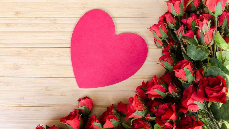 love image, heart, rose, flowers, 4k (horizontal)