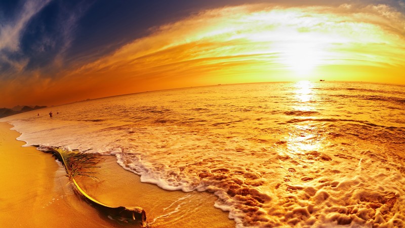 beach, 5k, 4k wallpaper, 8k, ocean, sea, sunset, travel (horizontal)