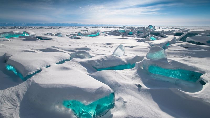 Lake Baikal, ice, snow, HD (horizontal)