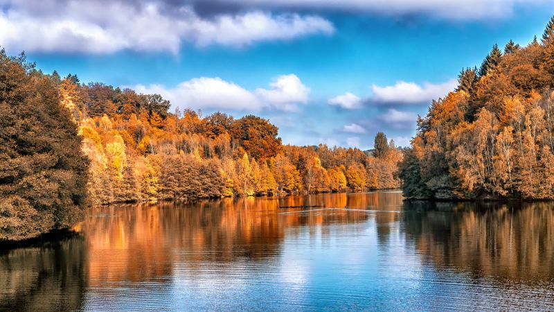Autumn, lake, forest, 5k (horizontal)