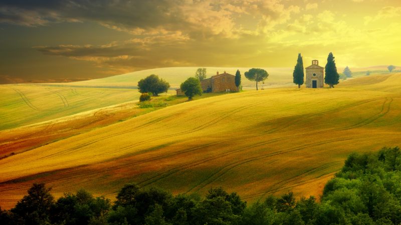 Tuscany, Italy, hills, field, 5k (horizontal)