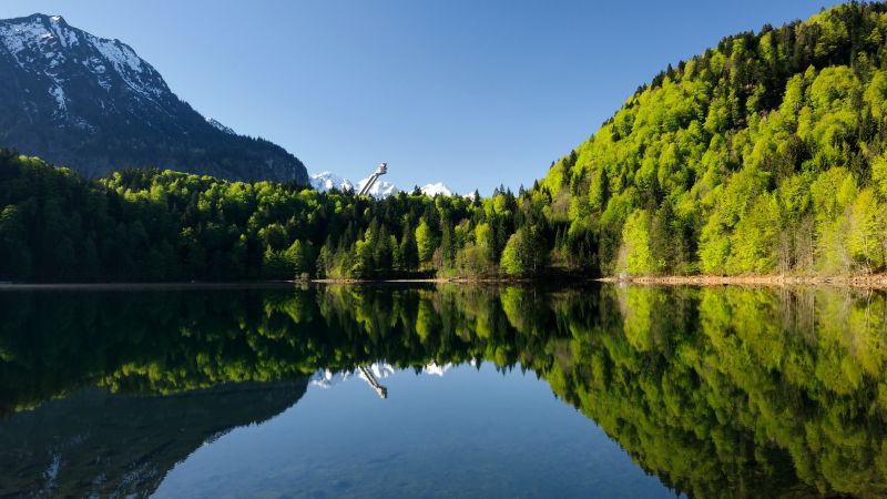 Oberstdorf, Germany, Europe, mountains, lake, forest, 4k (horizontal)