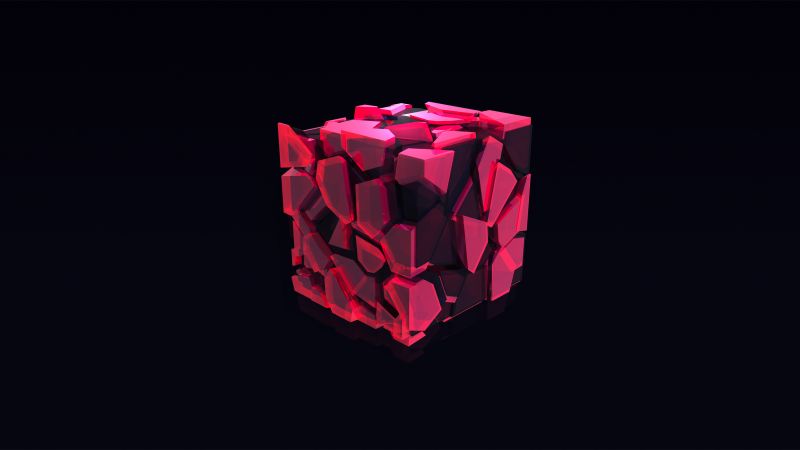 cube, 3D, pink, HD (horizontal)