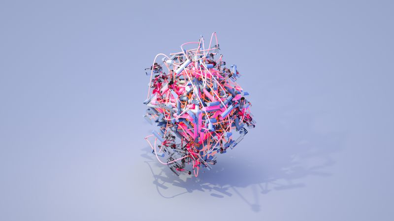 objects, 3D, blue, pink HD (horizontal)