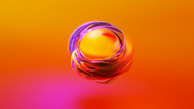 sphere, 3D, orange, yellow, HD (horizontal)