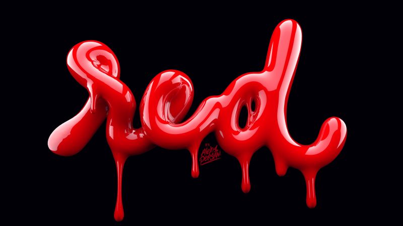 typography, abstract, 3D, red, 4k (horizontal)