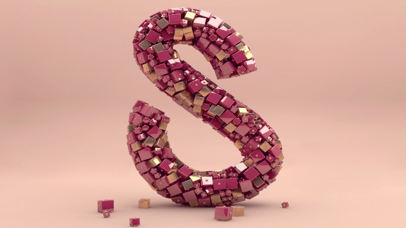 letter, typography, abstract, 3D, 4k (horizontal)