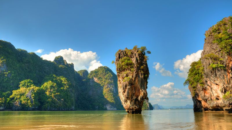 Ko Tapu, Thailand, islands, mountains, rocks, ocean, 5k (horizontal)
