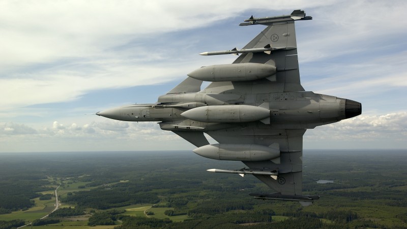 Saab, JAS 39, Gripen, multirole fighter, aircraft, Swedish Air Force, maneuver (horizontal)