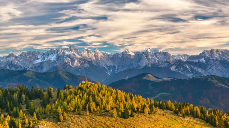Alps, Switzerland, mountains, trees, 4k (horizontal)