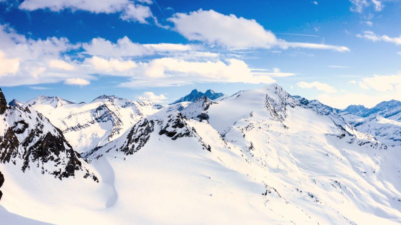 Grossglockner, mountains, Austria, snow, winter, sky, clouds, 5k (horizontal)
