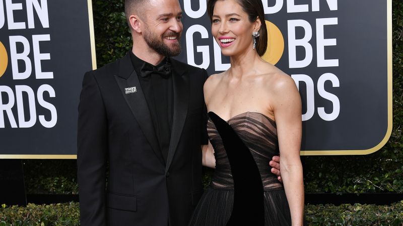 Justin Timberlake, Jessica Biel, Golden Globes 2018, 4k (horizontal)
