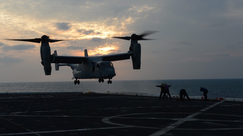 V-22 Osprey, tiltrotor, multi-mission aircraft, Bell, Boeing, U.S. Air Force, aircraft carrier, U.S. Air Force (horizontal)