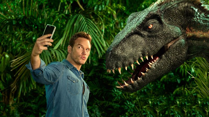 Jurassic World: Fallen Kingdom, Chris Pratt, dinosaur, 4k (horizontal)