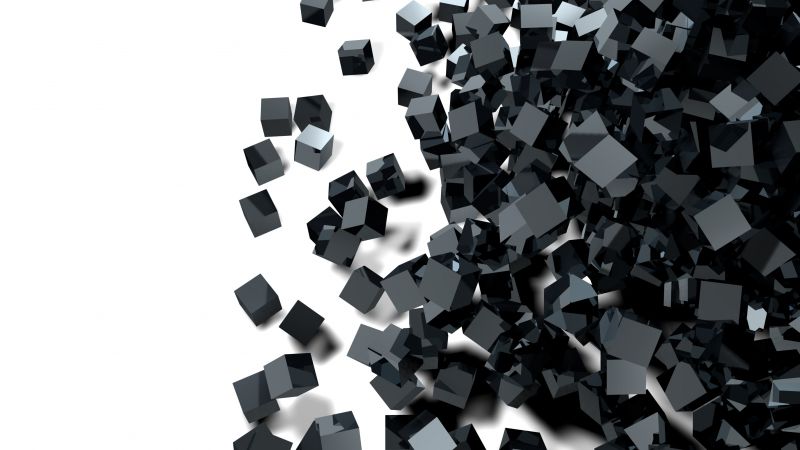 cube, glass, black, 3D, 4K (horizontal)