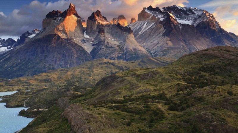 Torres del Paine, 4k, HD wallpaper, National Park, Patagonia, Chile, sunset (horizontal)