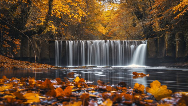 waterfall, autumn, 5K (horizontal)