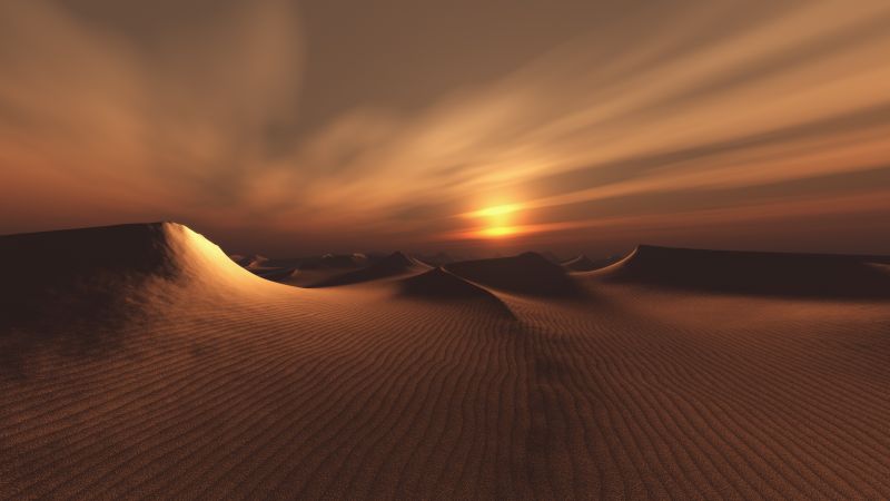 sunset, dunes, desert, sand, 5K (horizontal)