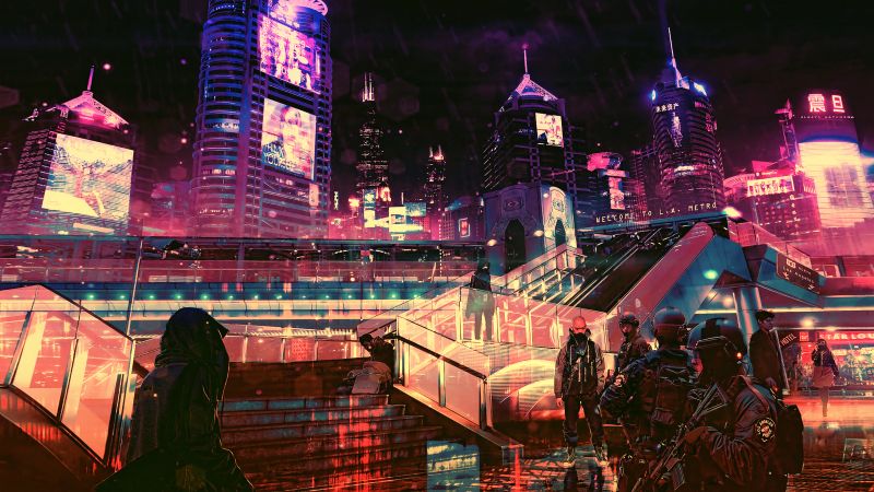 futuristic, cyberpunk, future world, 4K (horizontal)