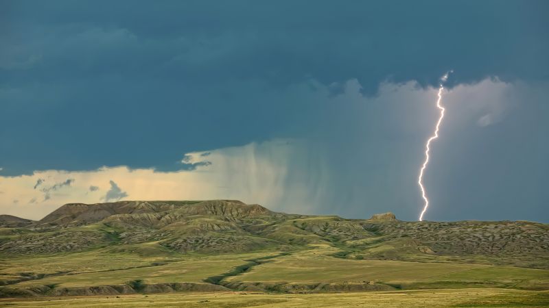 Grasslands National Park, Saskatchewan, Canada, lightning, sky, clouds, 4K (horizontal)