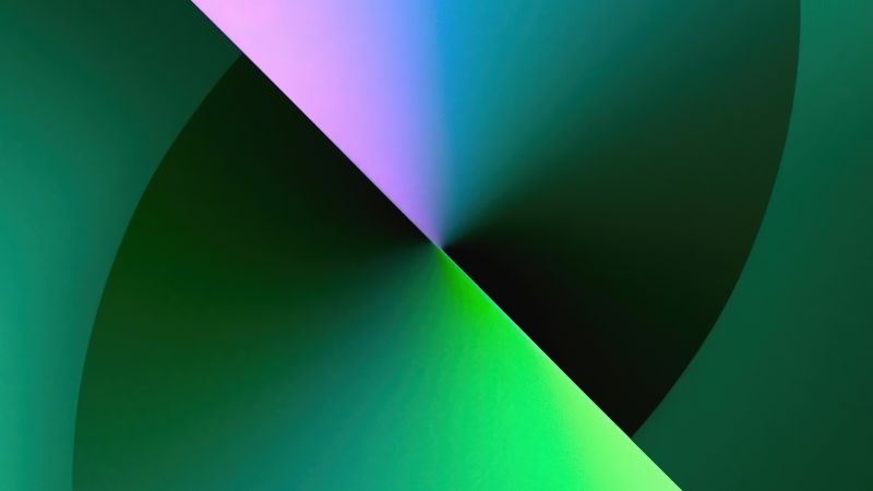 iPhone 13, Alpine Green, twist, abstract, iOS 16, 5K (horizontal)