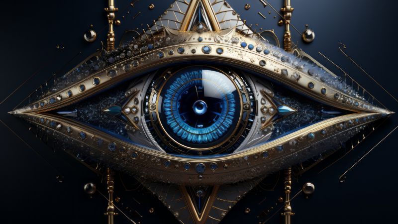 evil eye, blue, diamonds, gems (horizontal)
