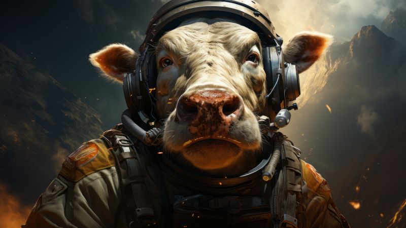 cow, space, user avatar, 4k (horizontal)