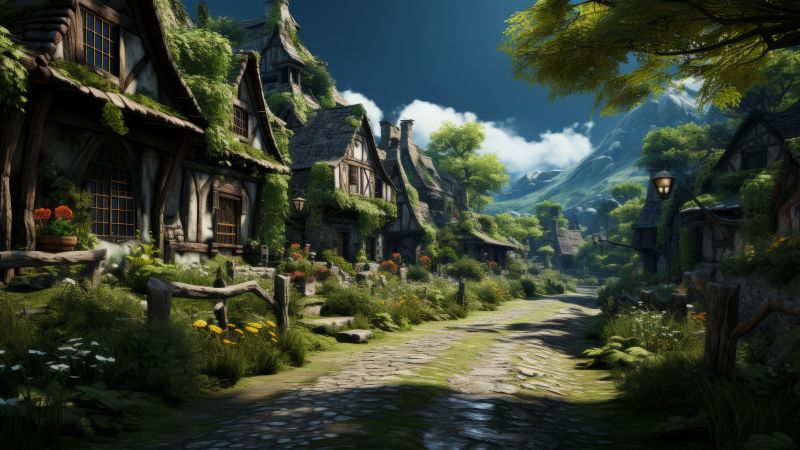 village, magic, forest (horizontal)