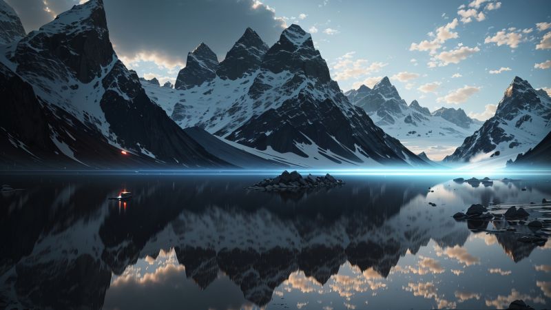 mountains, lake (horizontal)
